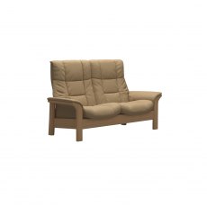 Stressless Buckingham High Back 2 Seater Reclining Sofa in Paloma Sand Leather & Oak Wood Frame