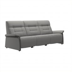Stressless Mary 3 Seater Sofa with 2 Power Recliners in Paloma Silver Grey Leather & Grey Wood