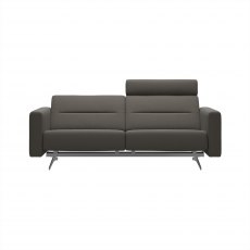 Stressless Stella 2.5 Seater Sofa (S2 Arm) with One Headrest in Paloma Metal Grey Leather/Chrome Leg