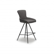 Marina Swivel Counter Bar Stool in Dark Grey Faux Bison Upholstery
