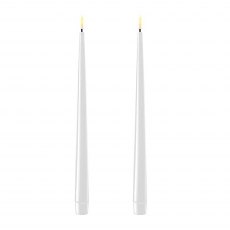 Dansk Shiny White Real Flame™ LED Pair of Dinner Candles