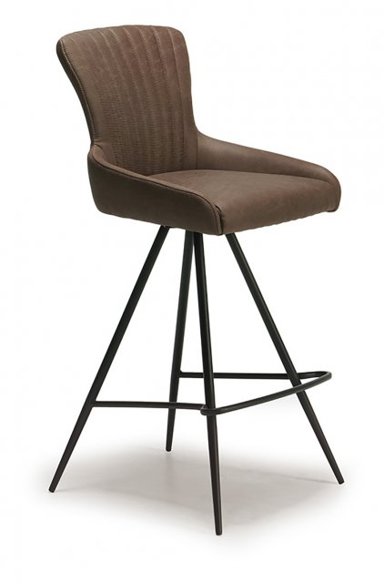 Marina Swivel Counter Bar Stool in Brown Faux Bison Upholstery