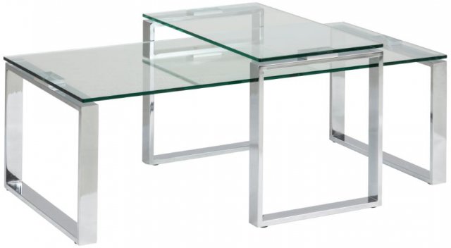 Katrine Coffee & Lamp Table Set with Clear Glass Tops