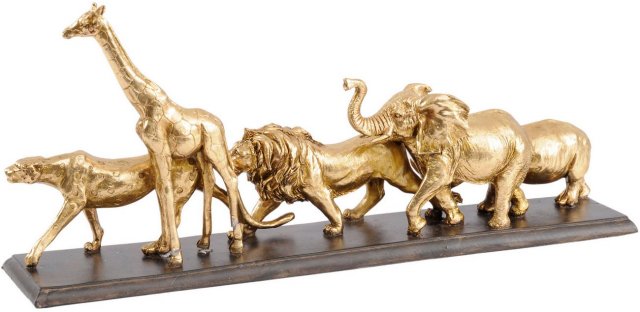 Safari Wild Animals Sculpture in Gold Resin