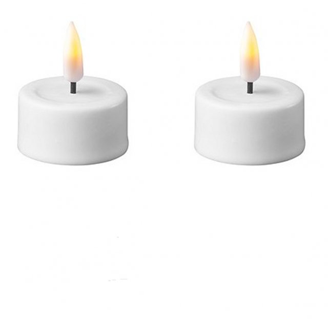 Deluxe Homeart Dansk White Real Flame™ LED Tea Light Candle - 2 Pieces