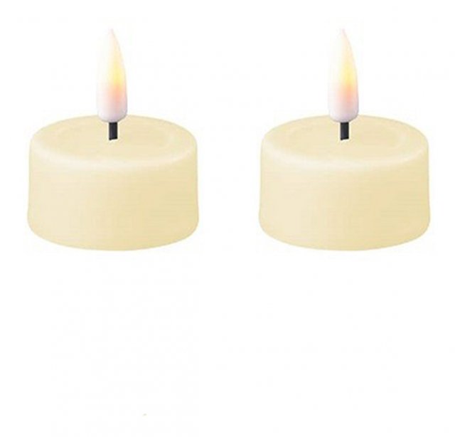 Deluxe Homeart Dansk Cream Real Flame™ LED Tea Light Candle - 2 Pieces