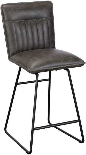 Cooper Swivel Bar Stool In Grey Faux Leather