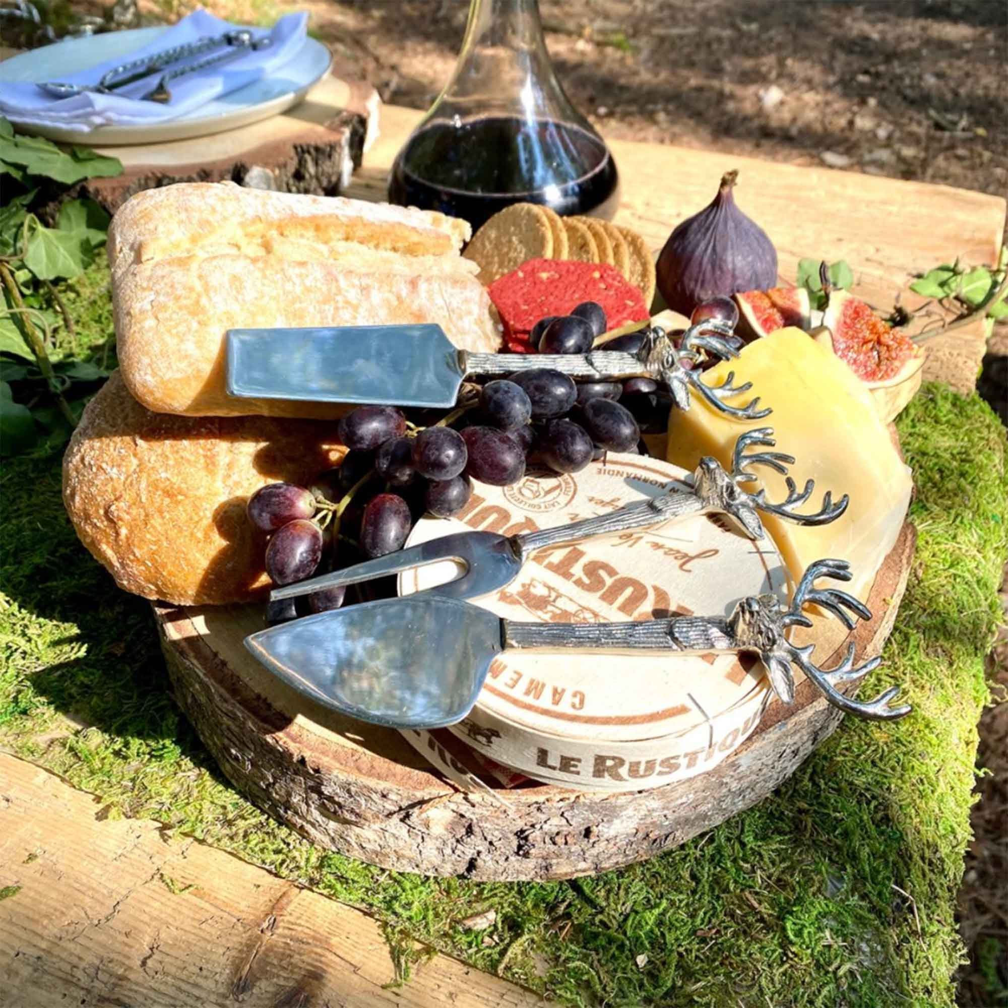 Set of Three Stag Head Cheese Knives Dansk