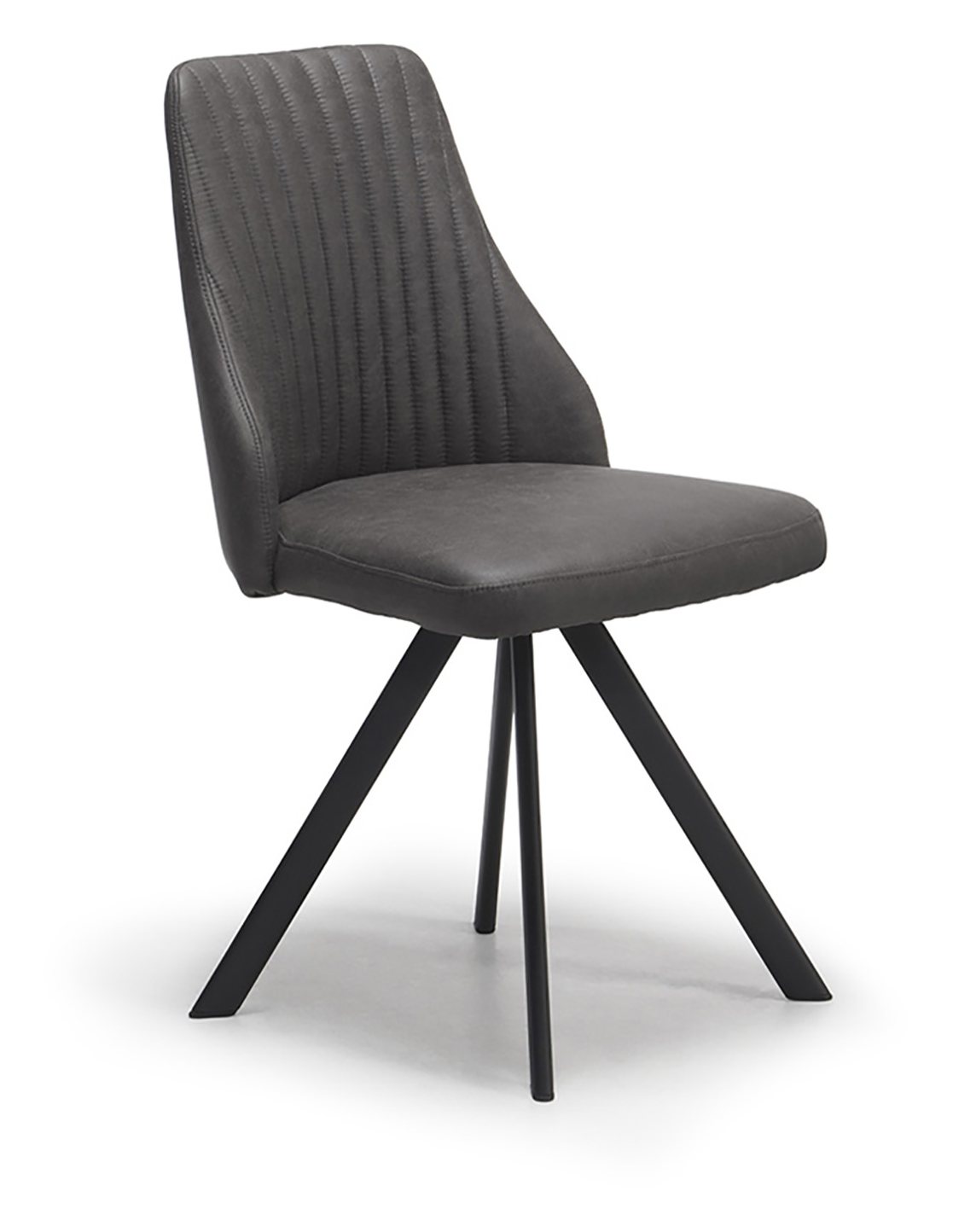 Austin Swivel Dining Chair in Dark Grey Faux Bison Upholstery Dansk