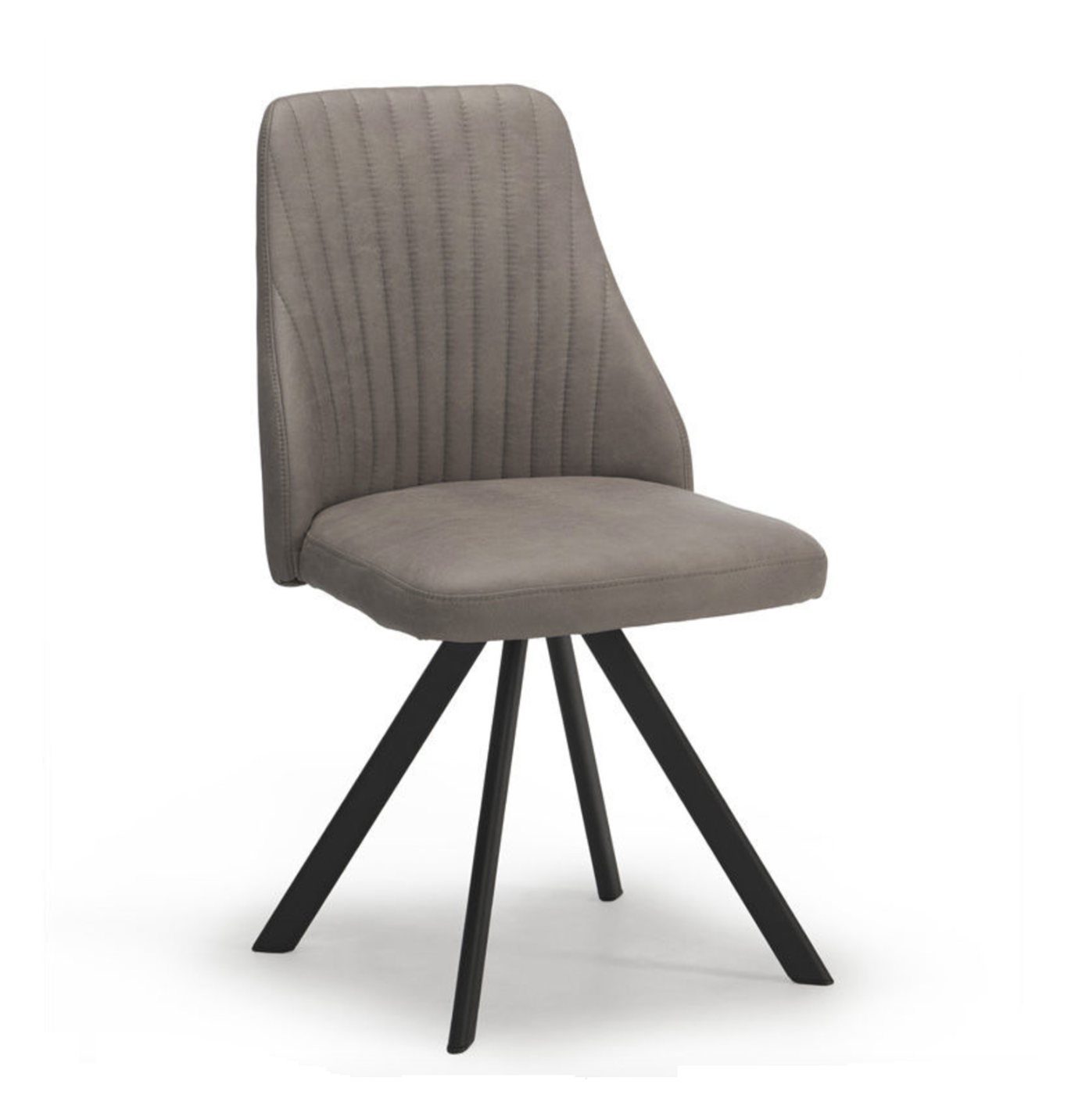 Austin Swivel Dining Chair in Light Grey Faux Bison Upholstery Dansk