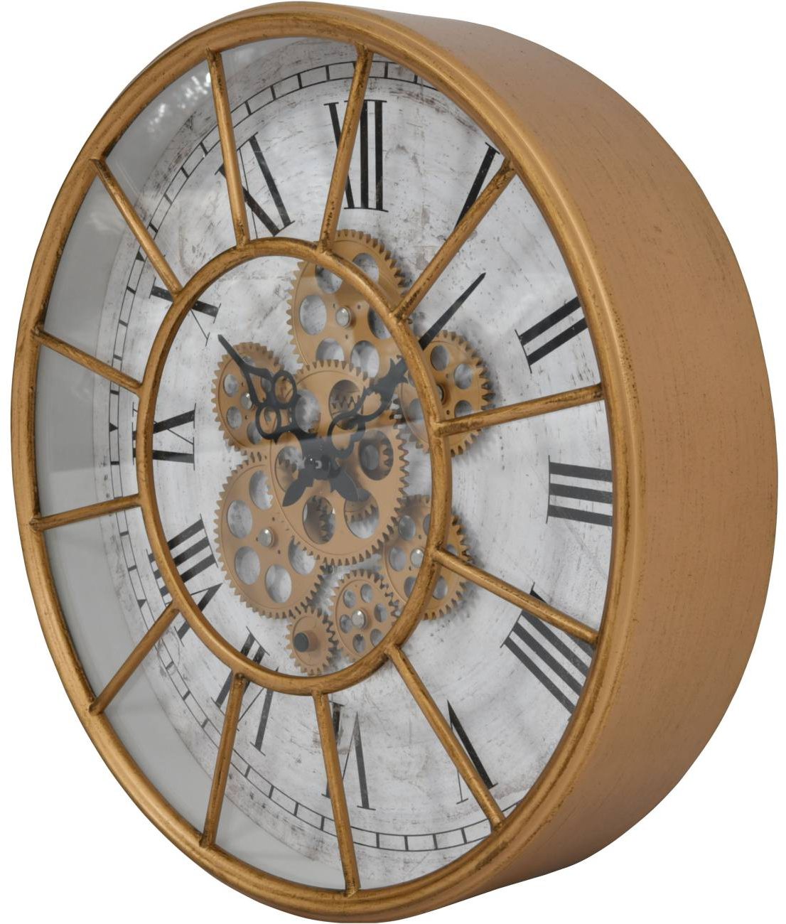 Time Gold Finish Moving Cog Wall Clock 40cm Dansk