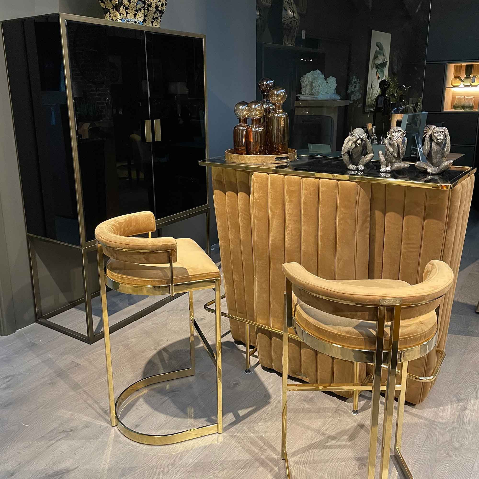Art Deco Caramel Velvet Bar with Gold Finish - Dansk