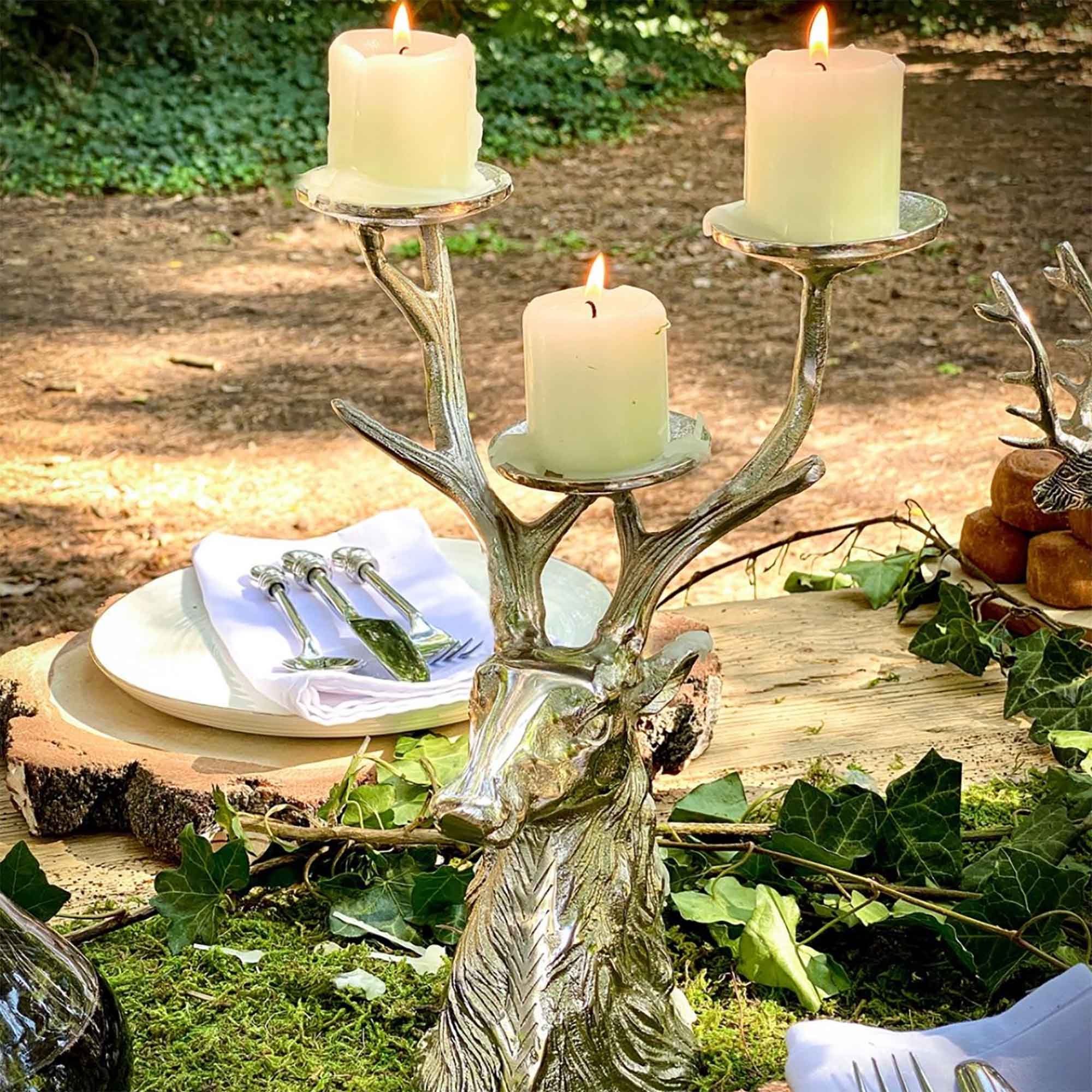 Small Stag Head Three Candle Holder Dansk