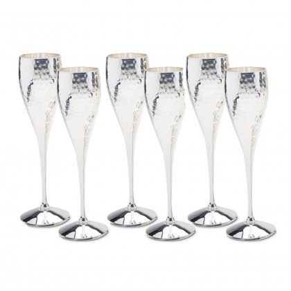Set of Six Hammered Champagne Goblets