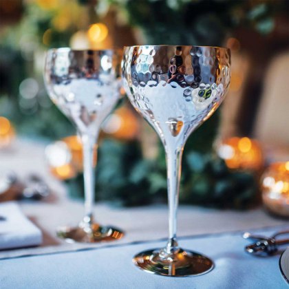 Pair of Hammered Wine Goblets