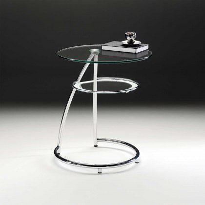 Aldo Circular Sofa Side Table - Polished Stainless Steel