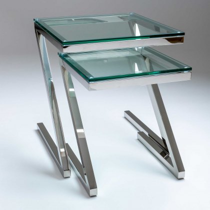 Stockholm Nest of Two Tables - Polished Stainless Steel