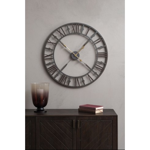 York Antique Grey Skeleton Wall Clock 73cm Diameter