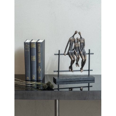 Family Of Three On Fence Sculpture