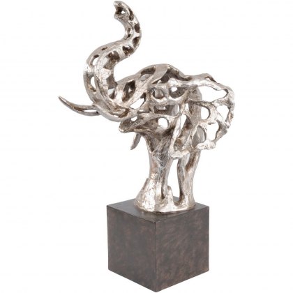 Abstract Elephant Head Sculpture in Silver Finish