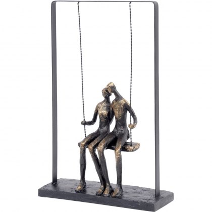 Couple Sitting on Swing Figurative Sculpture in Bronze Finish