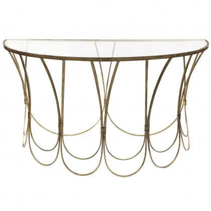 Art Deco Console Table with Scallop Detail