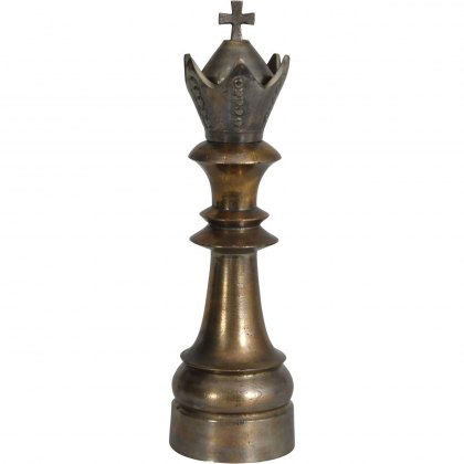 Chess Piece King Sculpture 13x45cm in Antique Gold Textured Aluminium