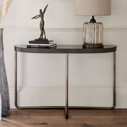 Fulham Half Moon Console Table with Black Tinted Glass