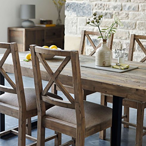 Key West Cross-Back Dining Chair - Upholstered Seat