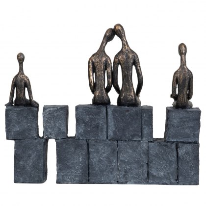 Family of Four Sitting on Blocks in Antique Bronze Finish