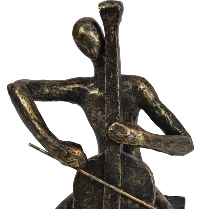 Symbolising Jacqueline du Pré Cellist on Block Sculpture in Antique Bronze Finish