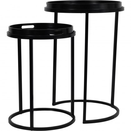 Abstract Faces Set of Two Side Tables