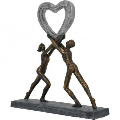 Uplifting Love Couple with Heart Resin Sculpture