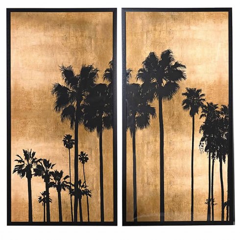 Santa Monica - Pair of Tall Palm Tree Framed Pictures