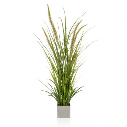 Homescapes White Artificial Allium Grass in Round Black Pot 71cm Tall Artificial Plant for Indoor Decoration