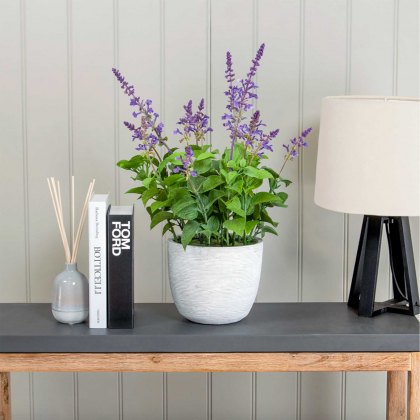 Lavender Artificial Plant in a Grey-Washed Pot