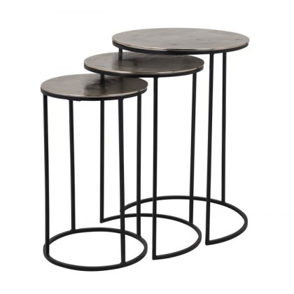 Nordic Round Nest of Tables - Aluminium and Iron