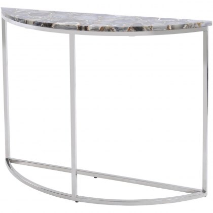 Agate Crescent Console Table on Nickel Frame