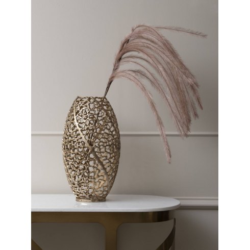 Coral Aluminium Barrel Vase in a Gold Finish
