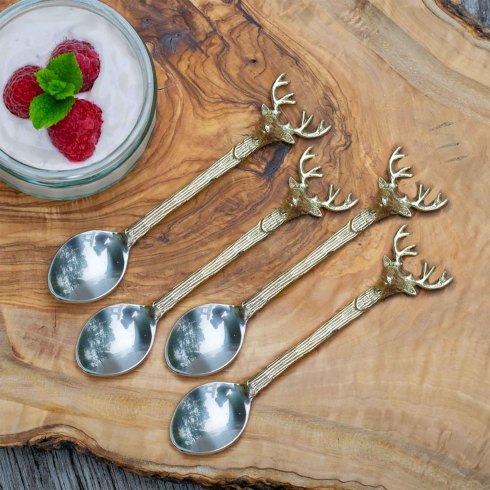 Set of Four Golden Stag Coffee Spoons