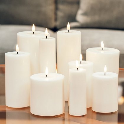 Dansk White Real Flame™ LED Candle - 7.5cm Ø - Medium
