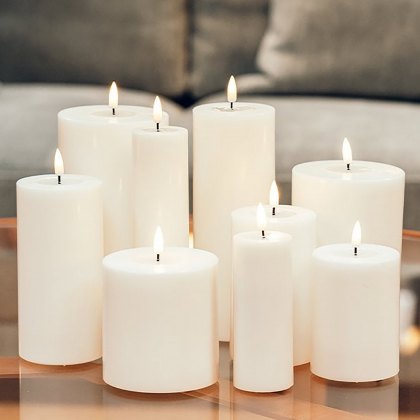 Dansk White Real Flame™ LED Candle - 10 cm Ø - Tall