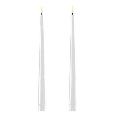 Dansk White Real Flame™ LED Pair of Wax Taper Dinner Candles