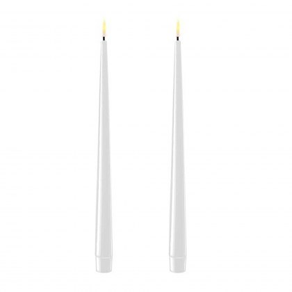 Dansk Shiny White Real Flame™ LED Pair of Dinner Candles