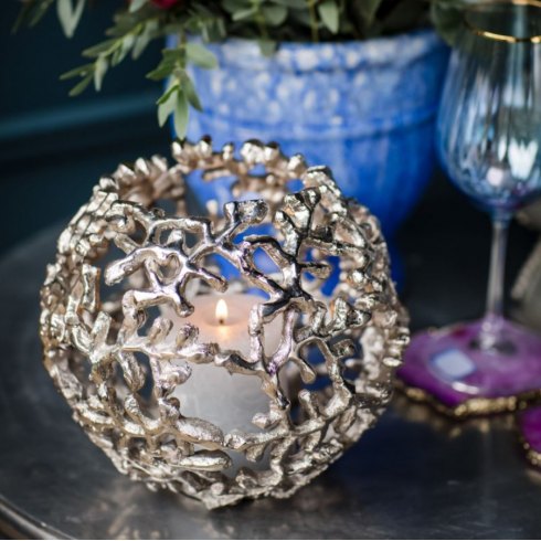 Coral Globe Votive - Silver Finish Coral Globe Votive - Silver Finish