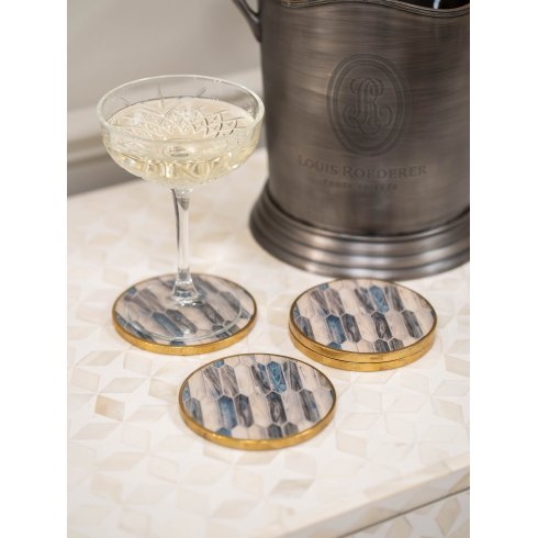 Blue Grey Mosaic Style Set of 4 Coasters