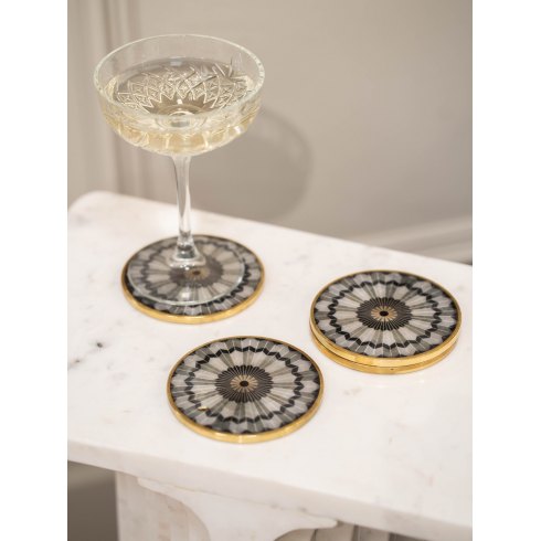 Black Circular Design Set of 4 Coasters