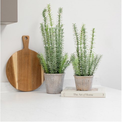 Artificial Rosemary Herb In Rustic Pot