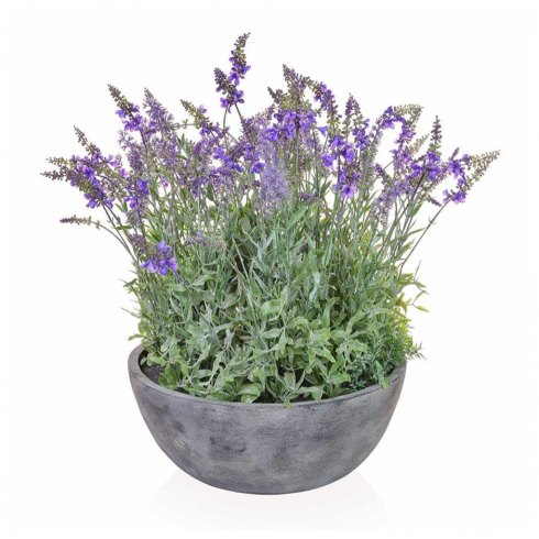 Artificial Lavender Plant In Grey Bowl 38 x 50cm