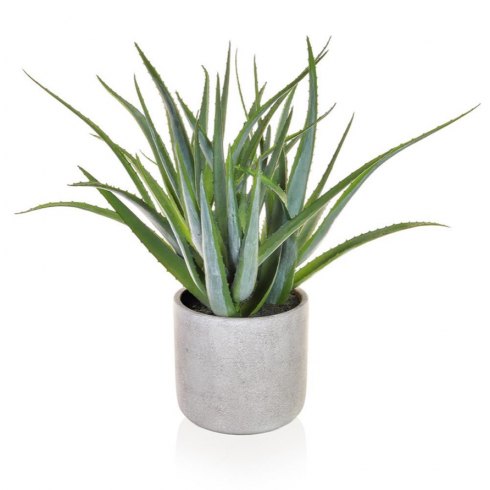 Artificial Aloe Plant In Light Grey Pot